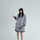Gradient Loose Long Sleeve Top / Half Pants YLS0885
