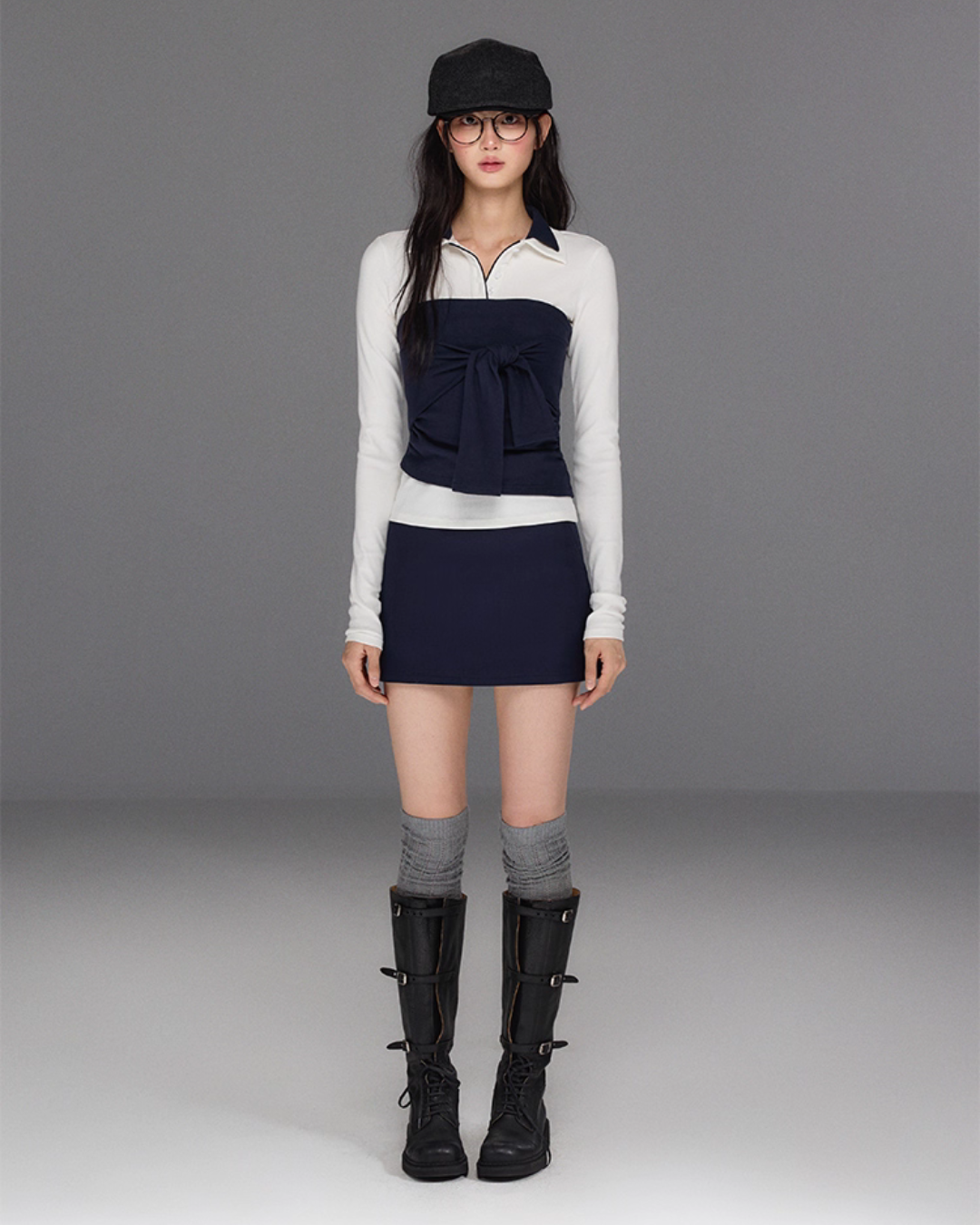 Polo Collar Base Tops / Bow Tube Top / Mini Skirt TRK0004