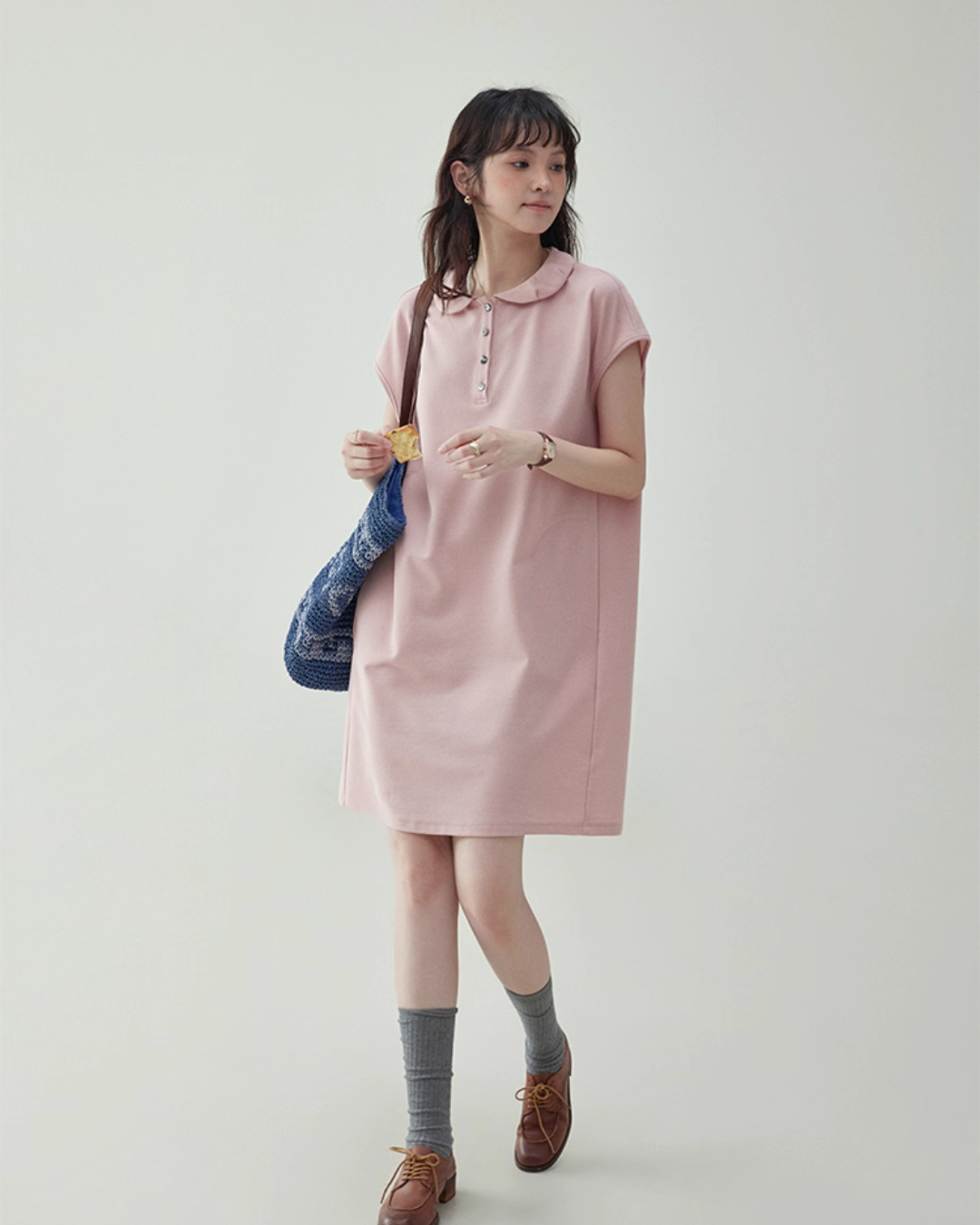 Round Collar Pastel Pink Dress AMU0026