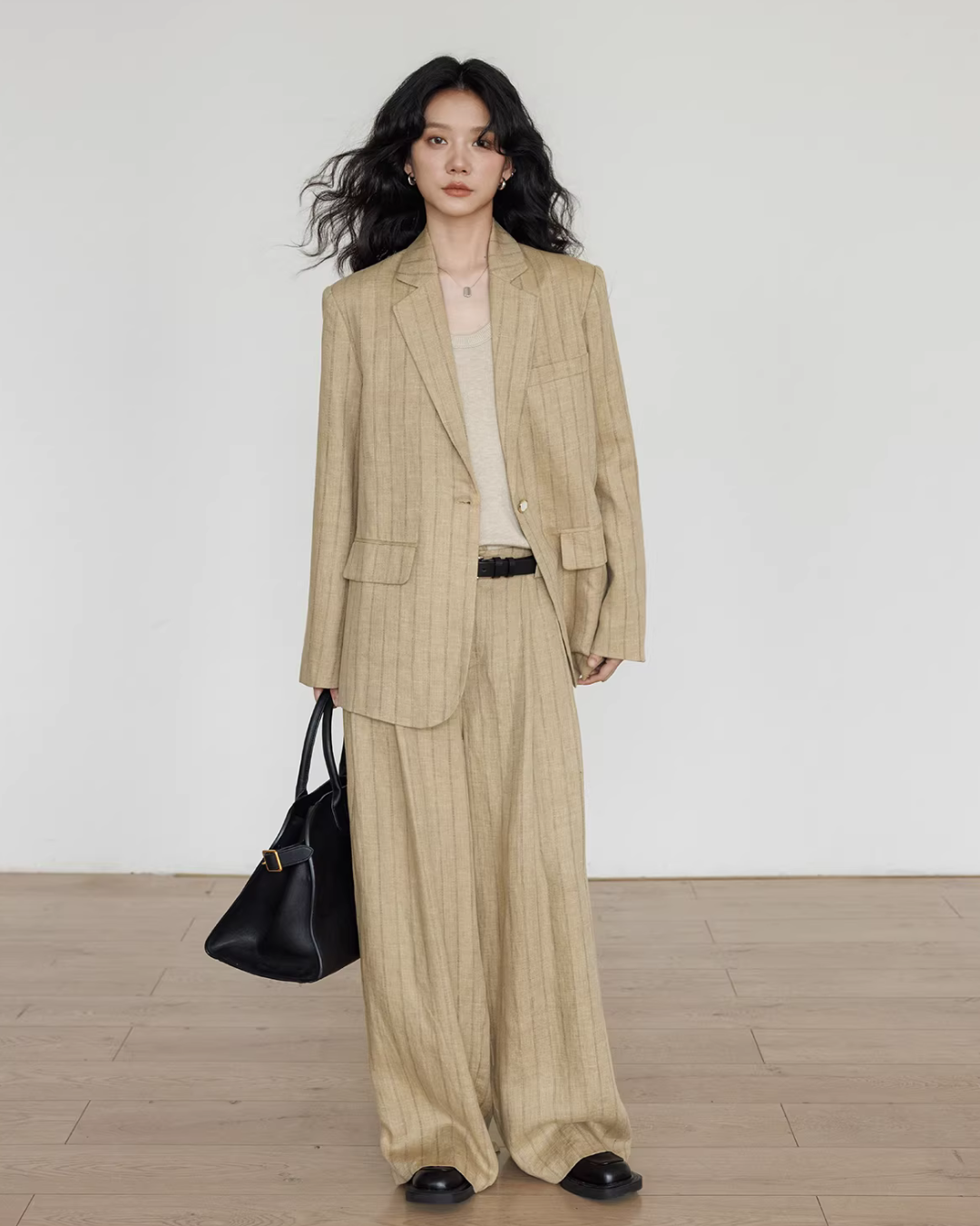Stripe Design Blazer Jacket / Casual Wide Pants VAS0189