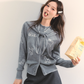 Dog Embroidery Round Neck Knit Cardigan ASG0070