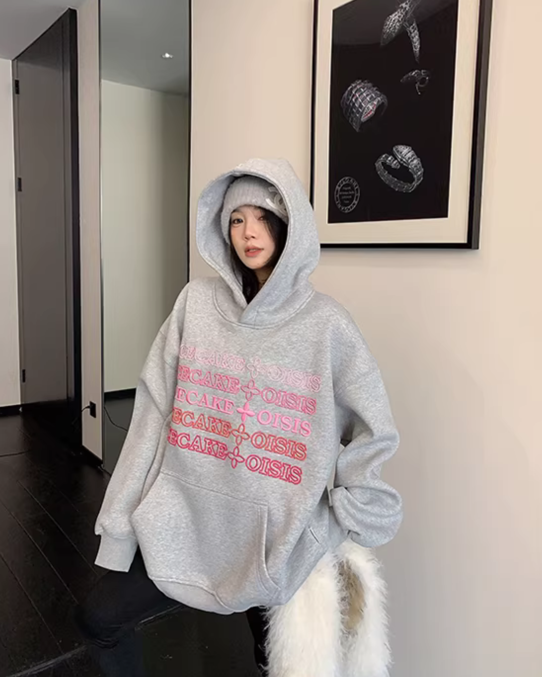 Embossed Logo Loose Hoodie YLS1024