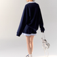 Retro Preppy Collar Sweat Tops / Mini Skirt ASG0009