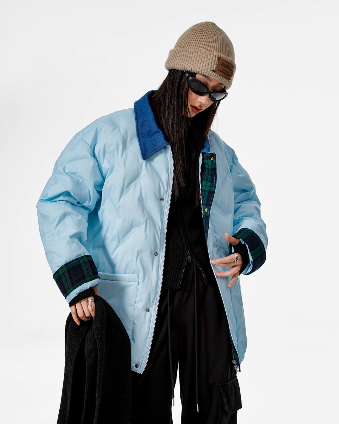 Color Block Collar Down Jacket ICM0108