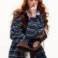 Striped Cat Ear Hoodie / Layered-Style Design Shirt ASG0076