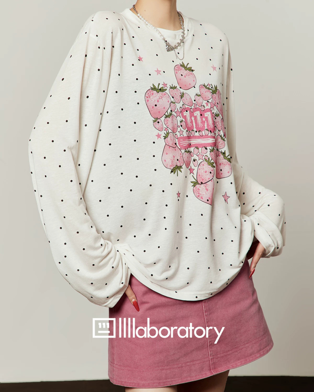 Casual Printed Long-Sleeve T-Shirt / A-line Mini Skirt LLA0664
