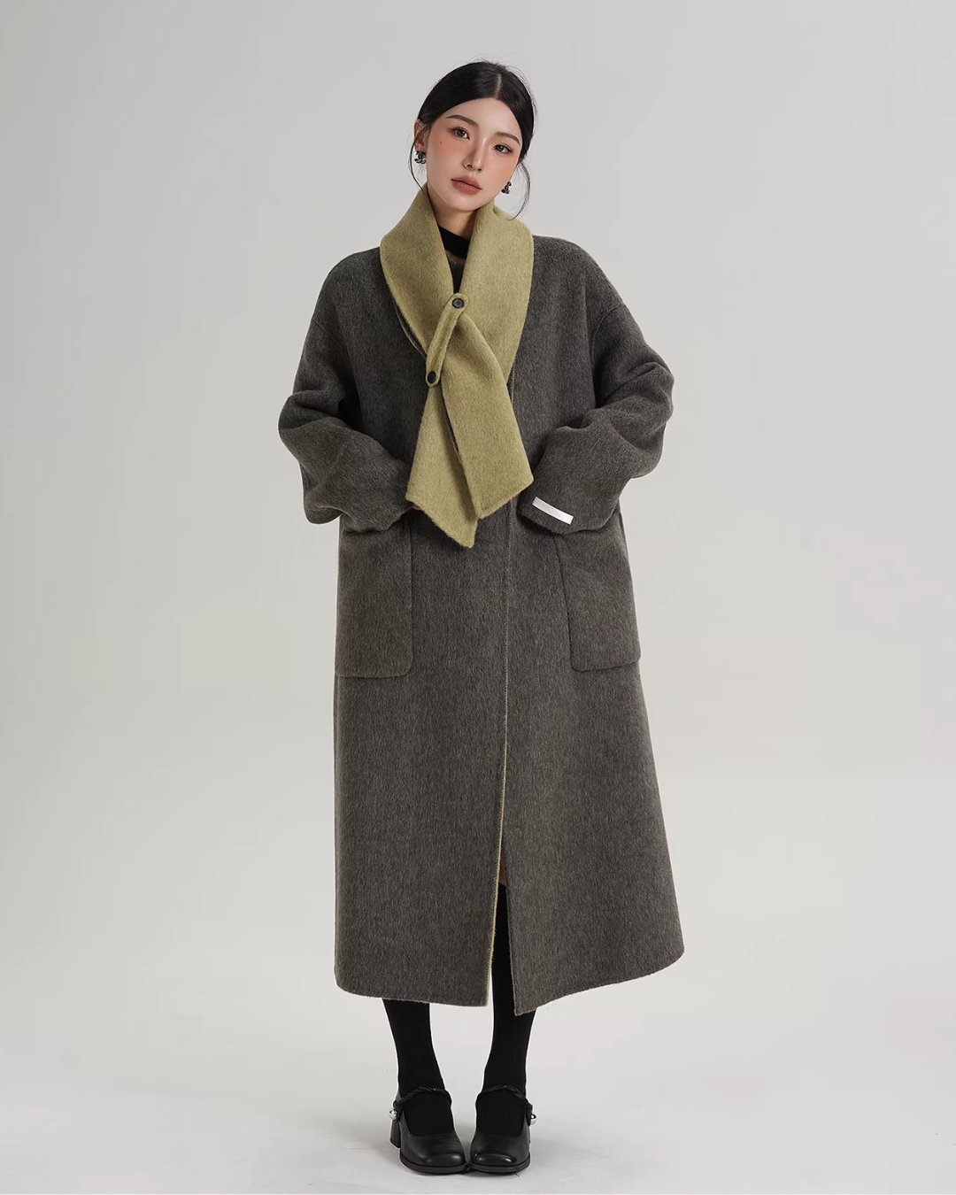 Scarf Collarless Coat SRS0412