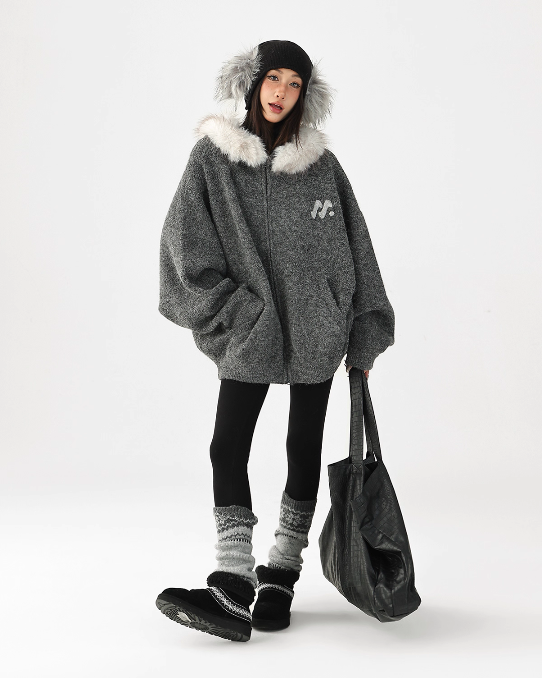 Fur Hood Knit Hoodie ACS0344