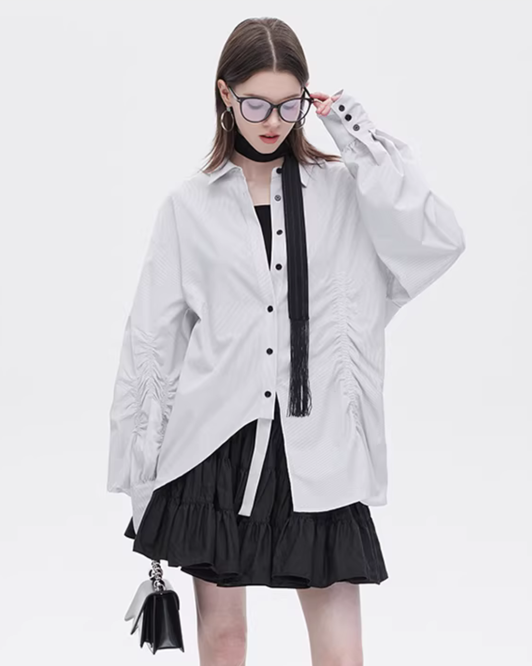 Bamboo Irregular Long-Sleeve Shirt SHN0021