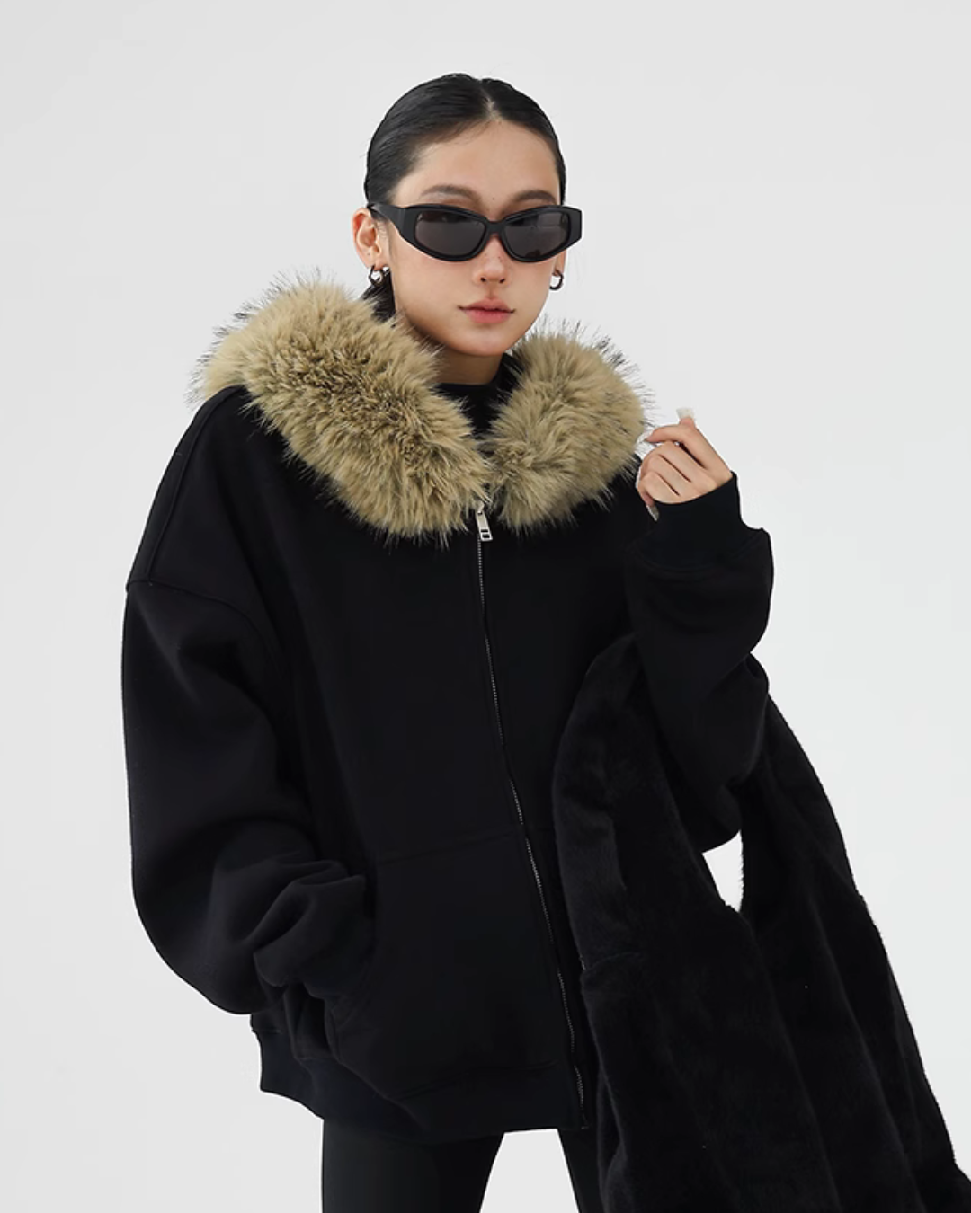 Fur Hood Zip Jacket ACS0191 – AuroraBoutique Fur Hood Zip Jacket ACS0191 – AuroraBoutique