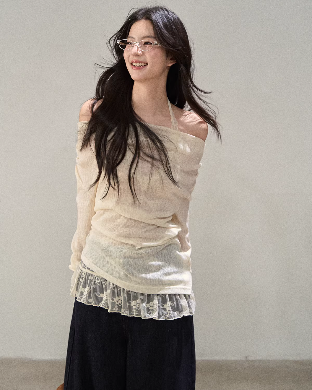 Lace Off Shoulder Knit Tops WDB0020