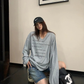 V-Neck Print Long Sleeve T-Shirt  YLS1044