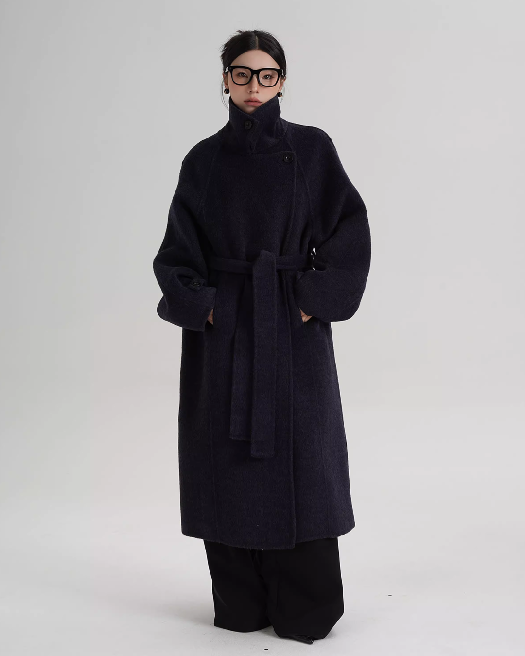 Stand Collar Long Loose Wool Coat SRS0361 – AuroraBoutique Stand Collar Long Loose Wool Coat SRS0361 – AuroraBoutique