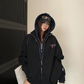 Labeled Button Double Zip Hoodie YLS1076