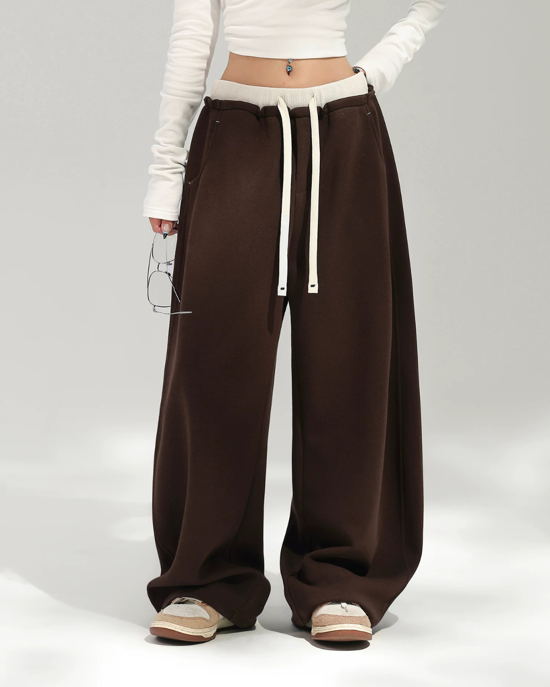 Layered Design Wide Sweatpants ACS0391