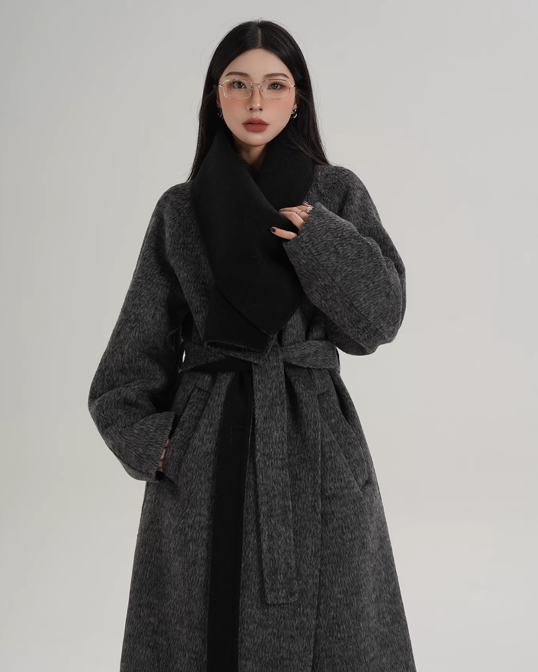Scarf Design Long Wool Coat SRS0409