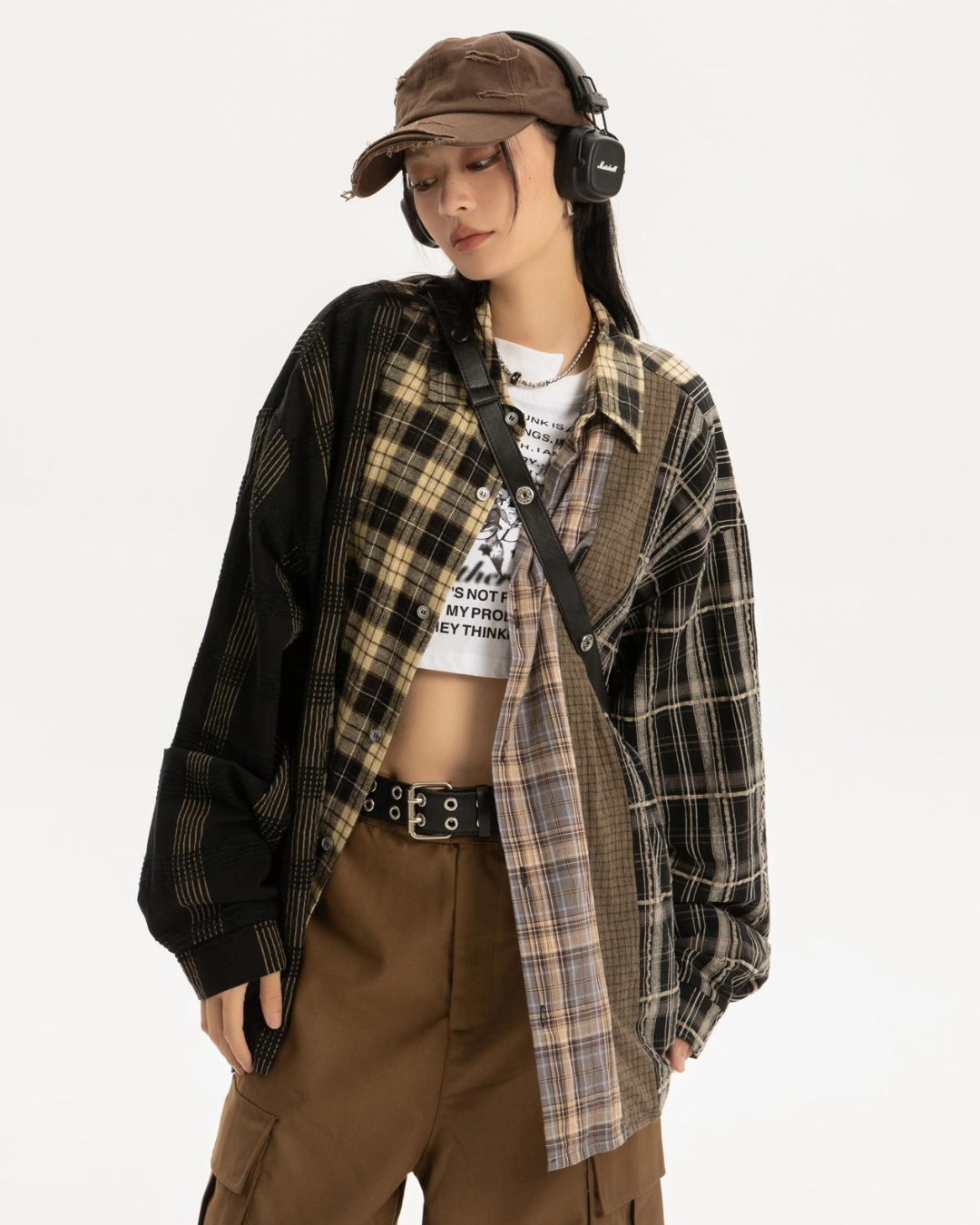 Vintage Plaid Big Shirt EZK0018