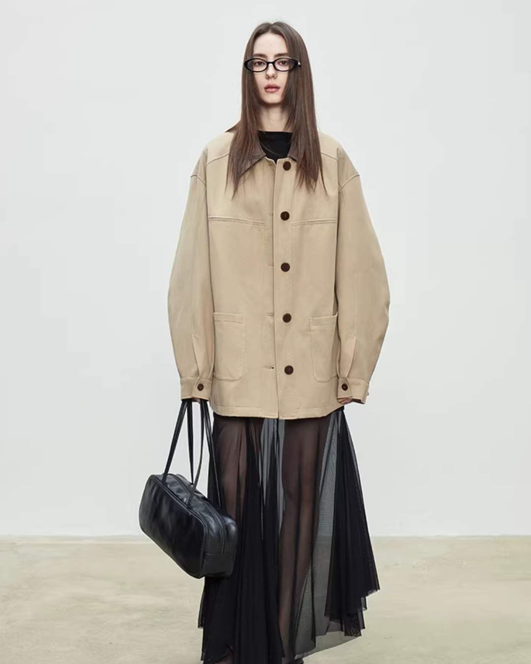 Patchwork Mid-Length Trench Coat TEO0008