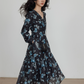 V-Neck Linen Print Elegant Dress VAS0151