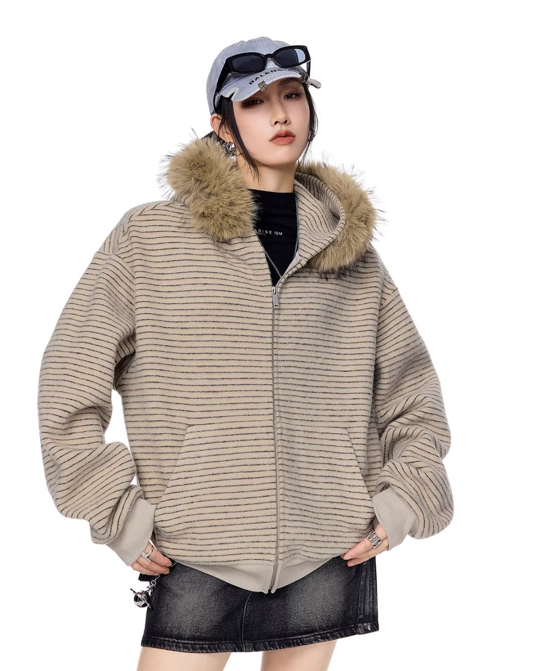 Thin Stripe Zip Hoodie ICM0118