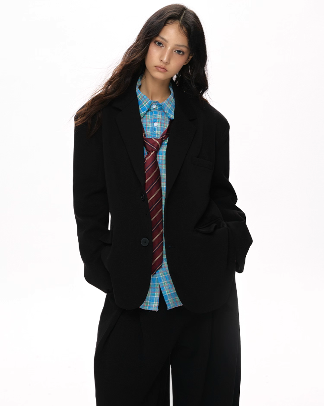 Textured Minimalist Blazer / Wide Pants VAT0018