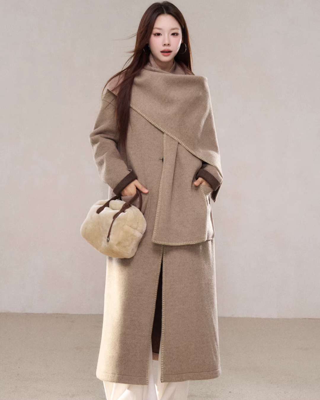 Scarf Collar Wool Coat WDB0004