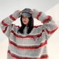Border Shaggy Knit Tops YLS0713