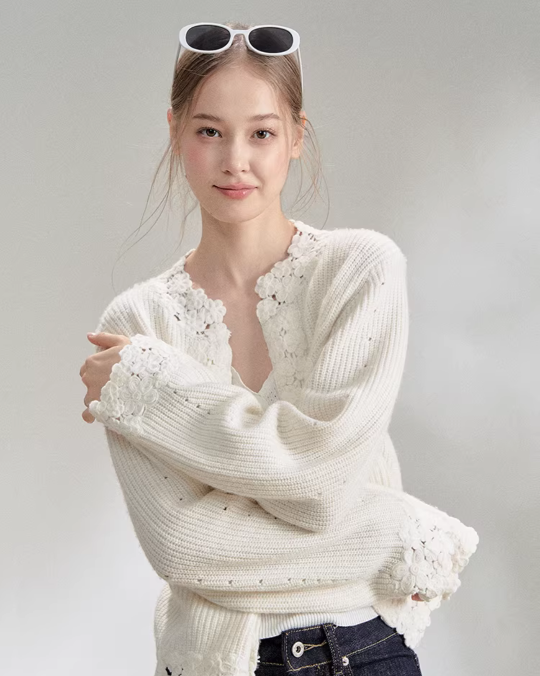 Flower Lace Knit Cardigan RCR0009