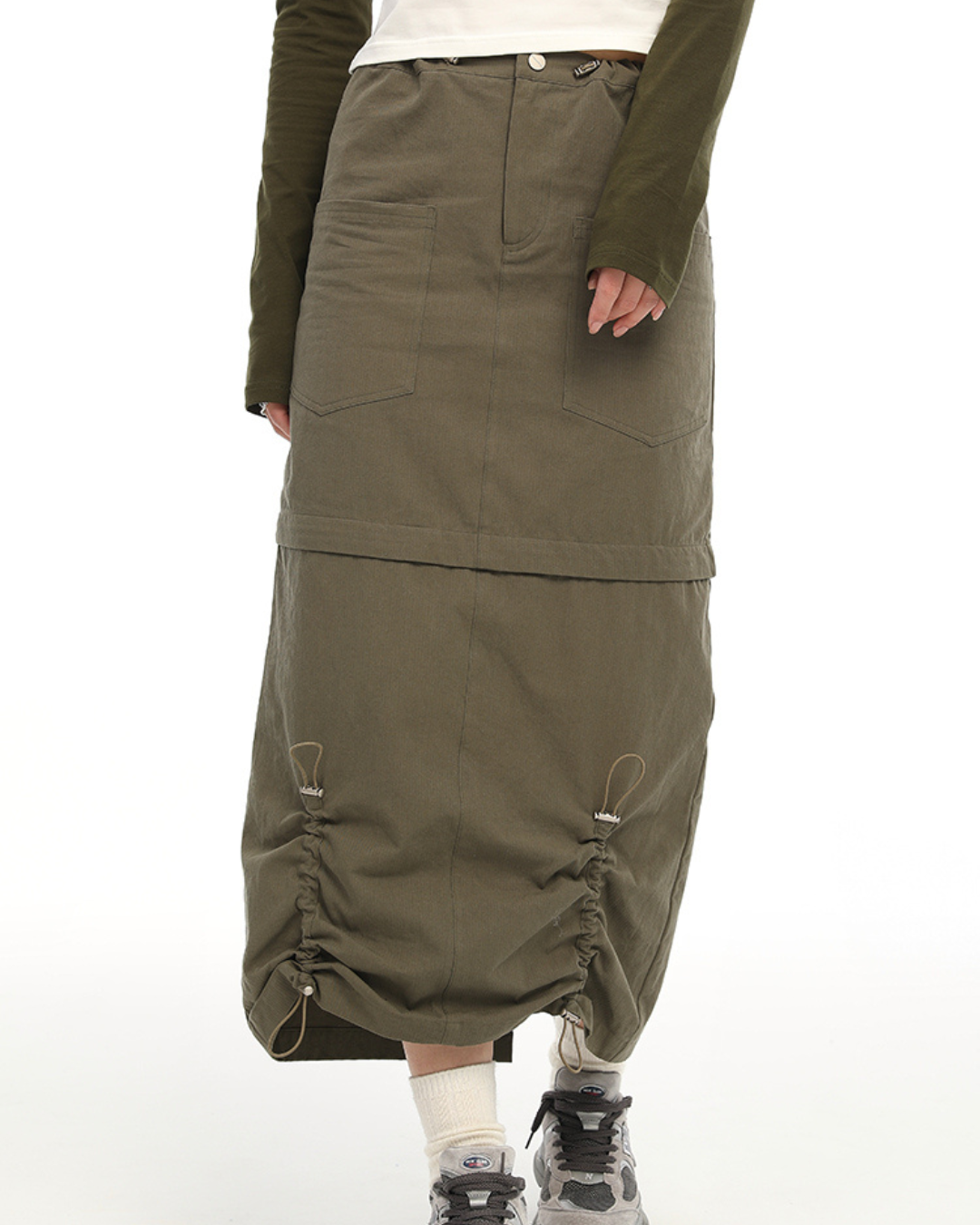 Cargo Drawstring Pocket Maxi Skirt VNY0004