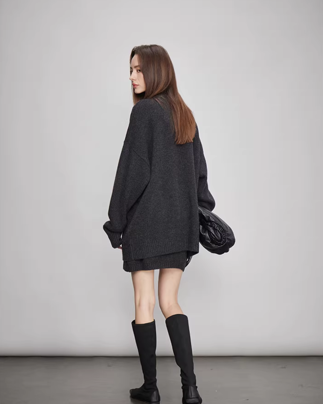 Sheep Wool Pullover Knit Top / Waist Short Skirt TEO0004