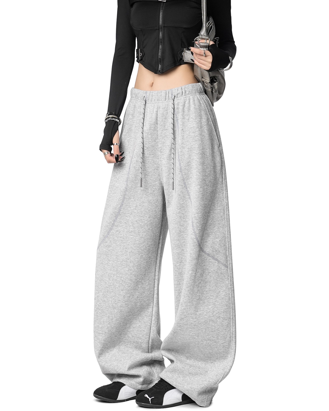 Color Contrast Stitch Sweat Pants ICM0105