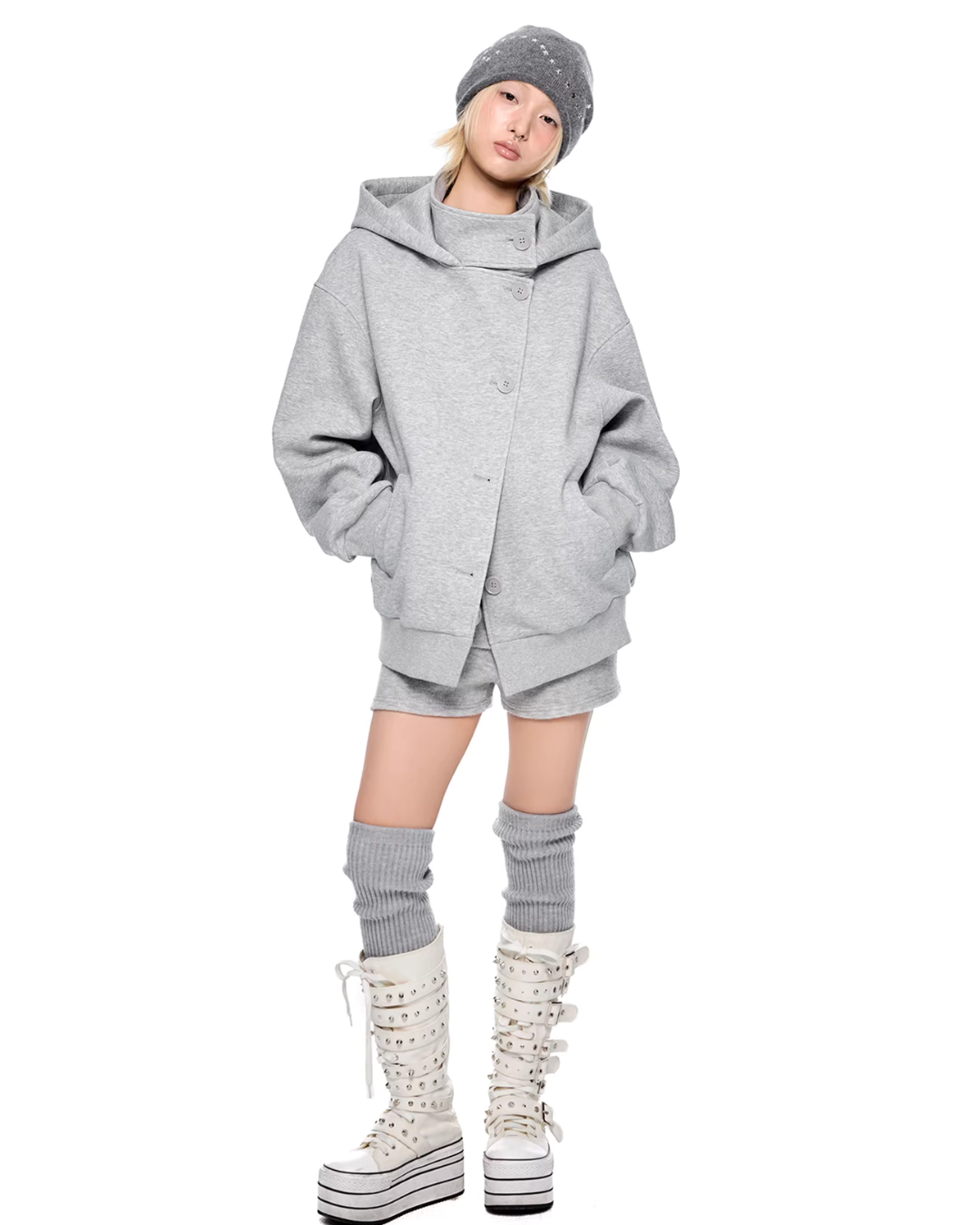 Short Wool Hooded Coat EZK0102