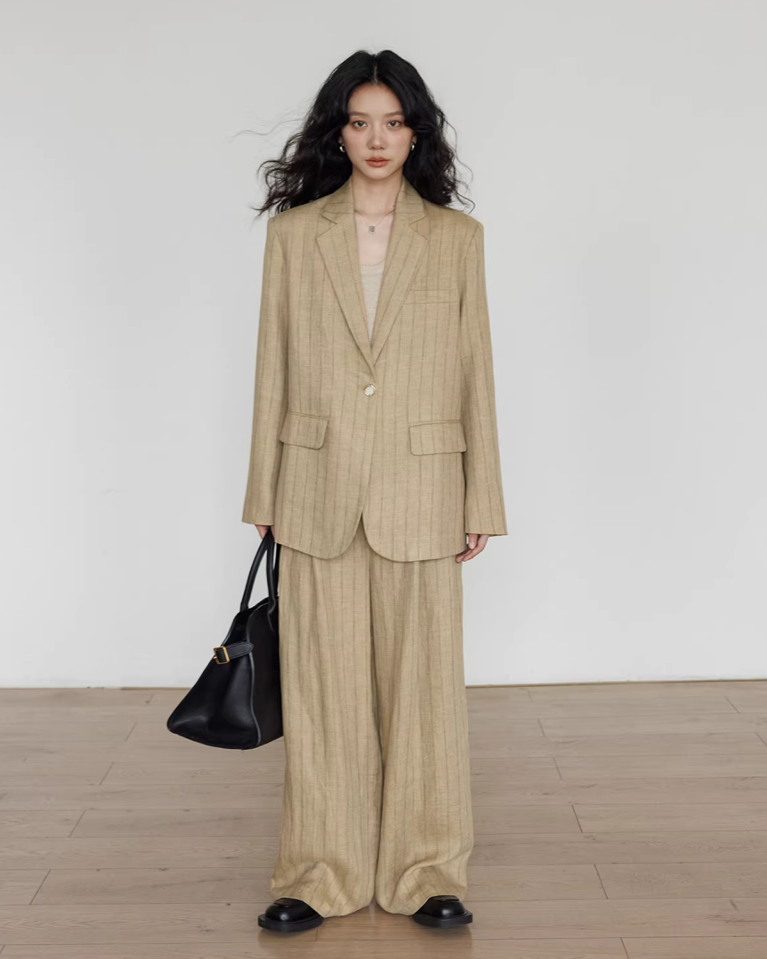Stripe Design Blazer Jacket / Casual Wide Pants VAS0189