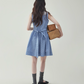 Blue Plaid Sleeveless Collar Dress AMU0031