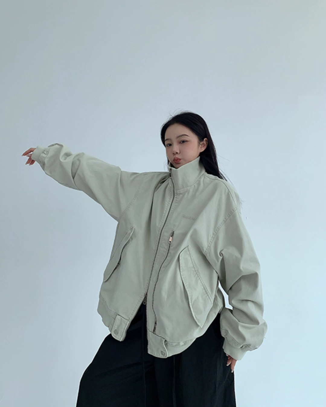Double Zipper Stand Collar Jacket YLS0933