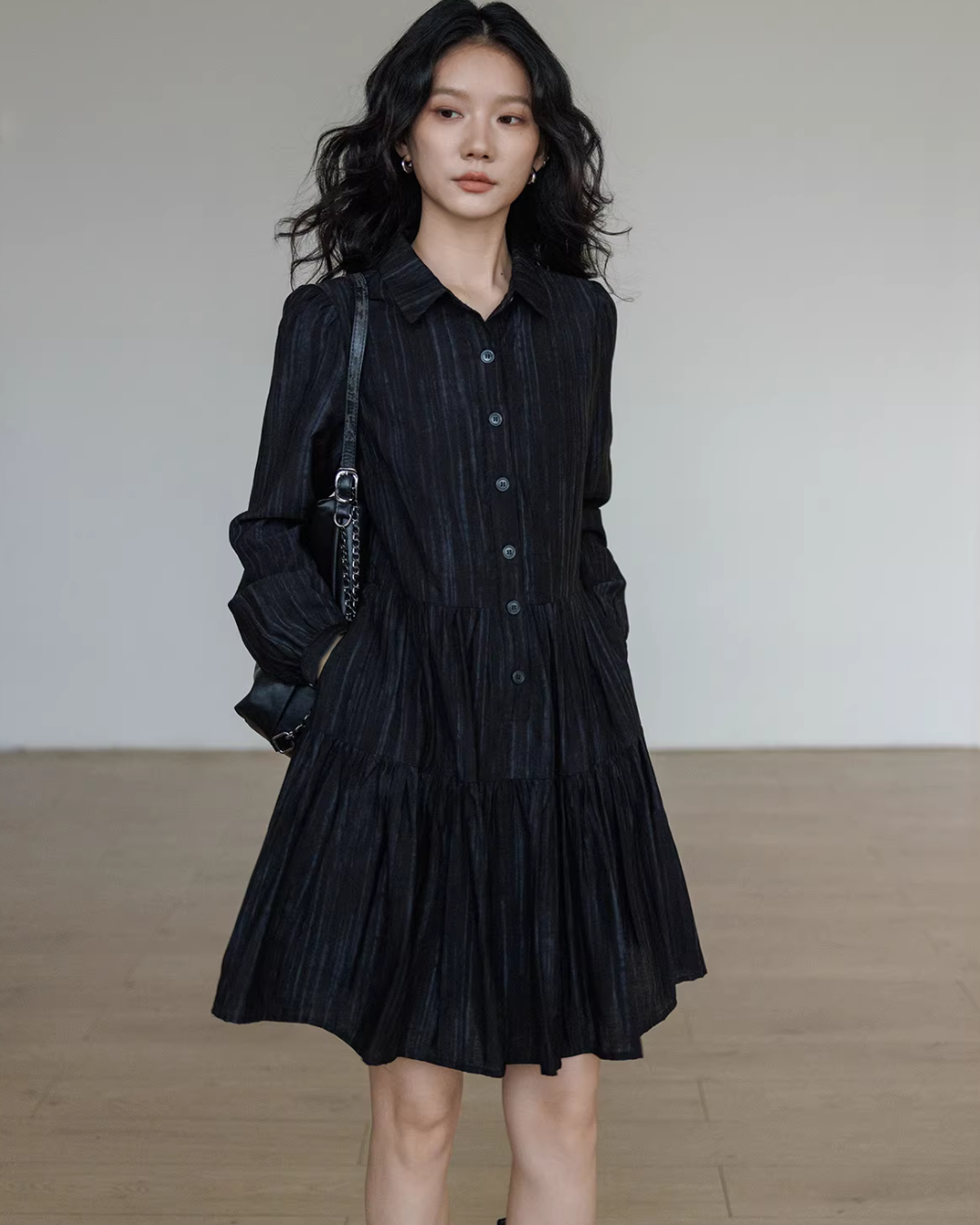 Polo Collar Long-Sleeve Dress VAS0190