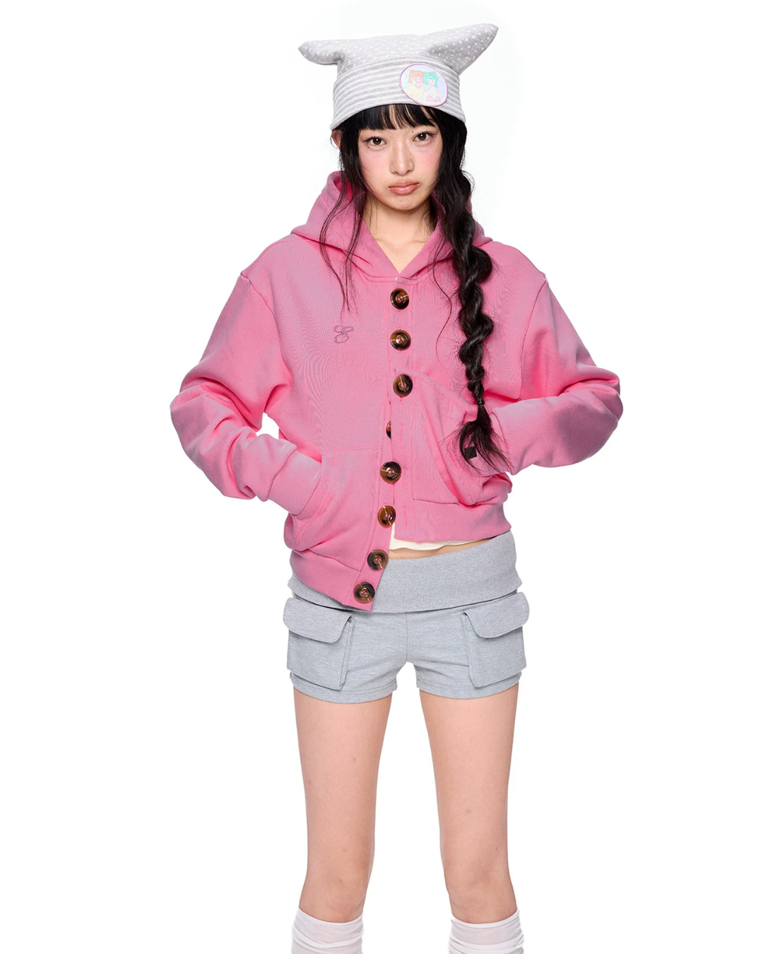 Multi-Button Short Hoodie Cardigan EZK0108