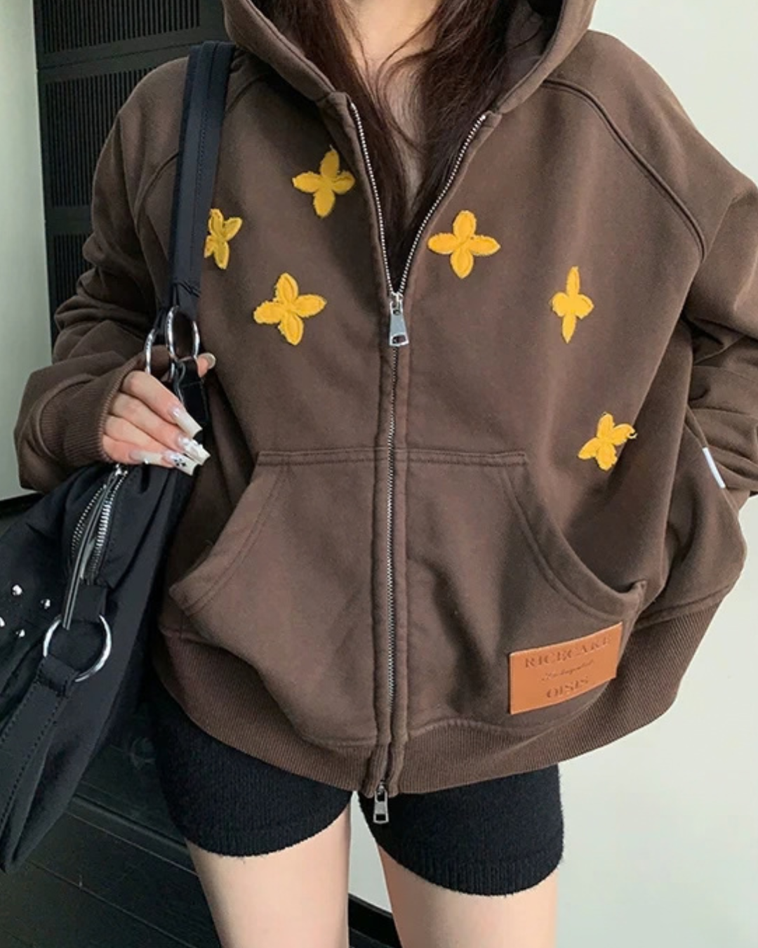 Patch Embroidered Distressed Hoodie  YLS1047