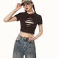 American Layered Style Cropped T-Shirt IMO0066