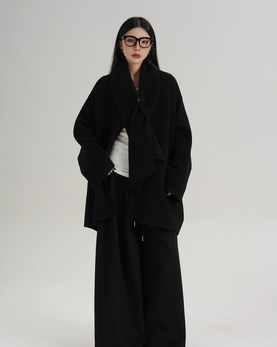 Collarless Wool Coat SRS0367