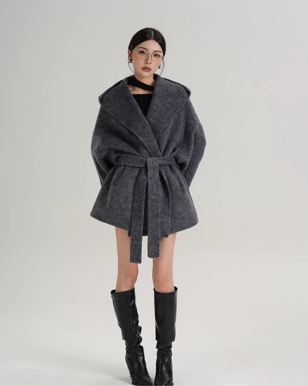 Open Collar Long Coat SRS0414