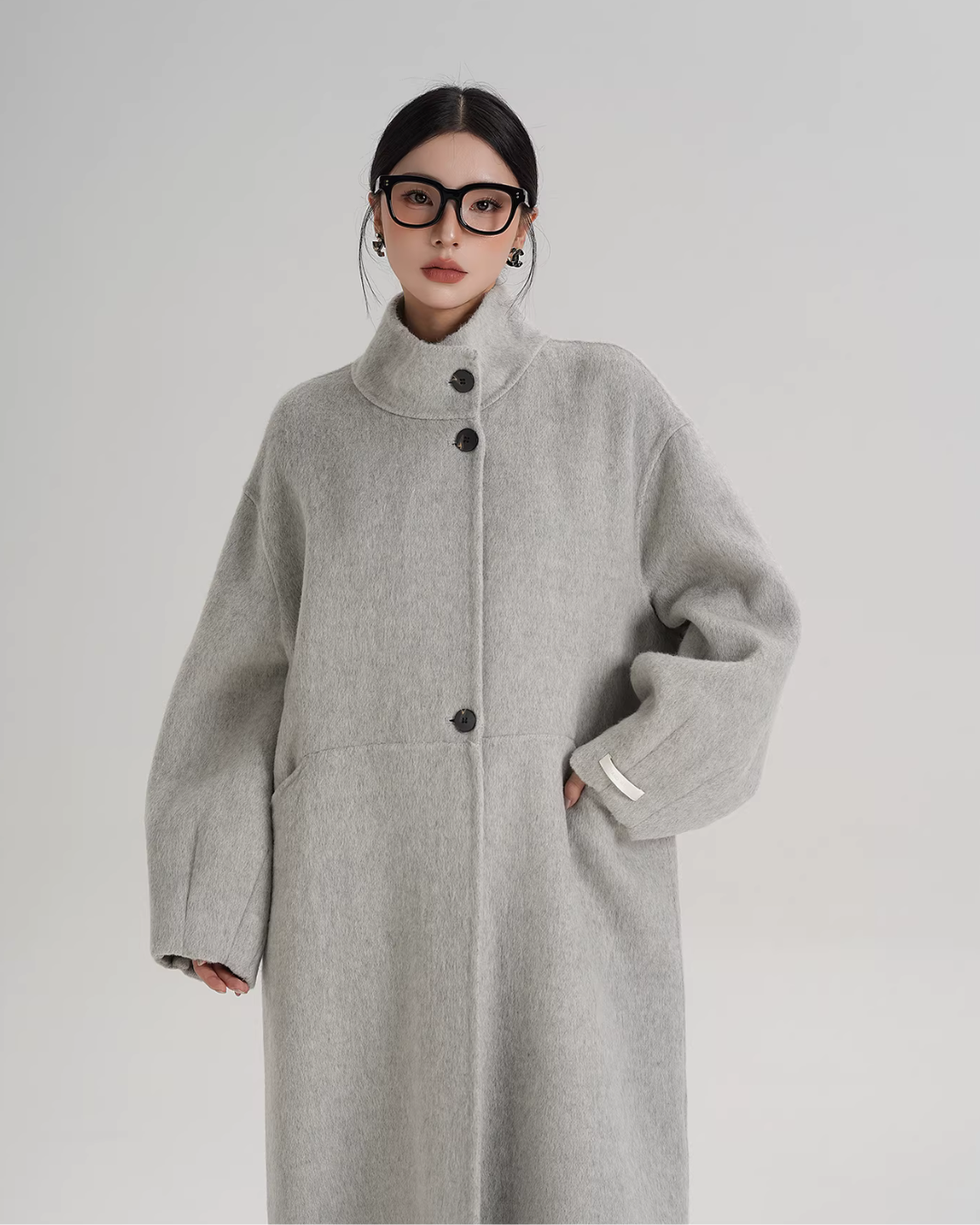 Mock Neck Long Coat SRS0413
