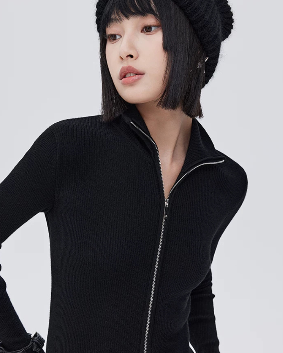 Stand Collar Double Zip Tops SHN0065