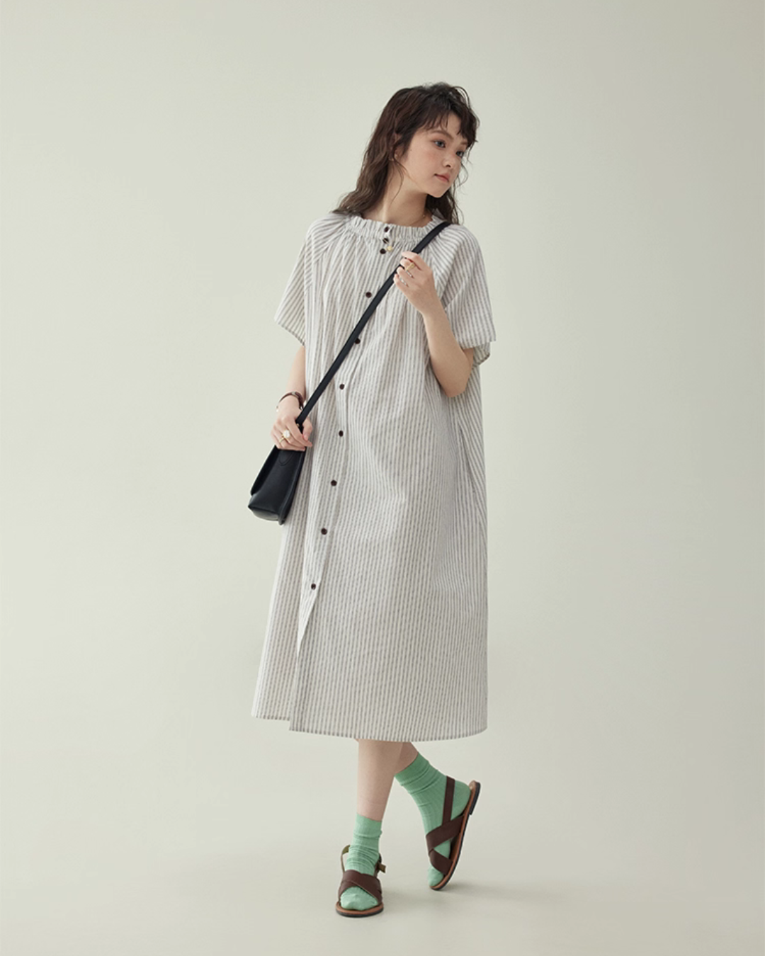 French Striped Shirt Dress  AMU0038