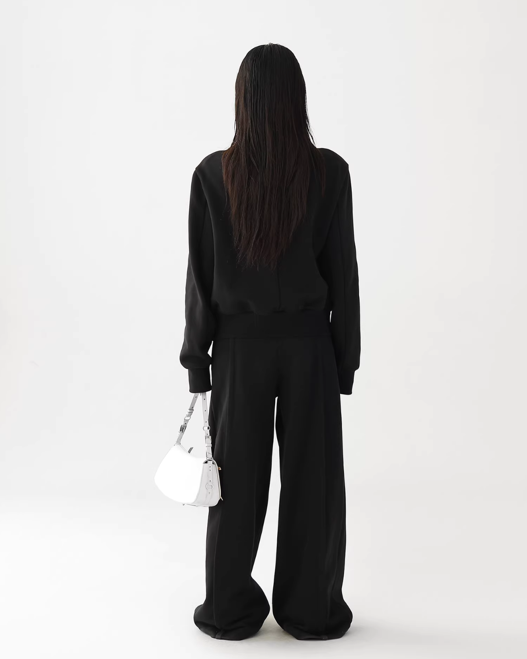 Stand Collar Cropped Jacket/Casual Wide Pants ACS0360