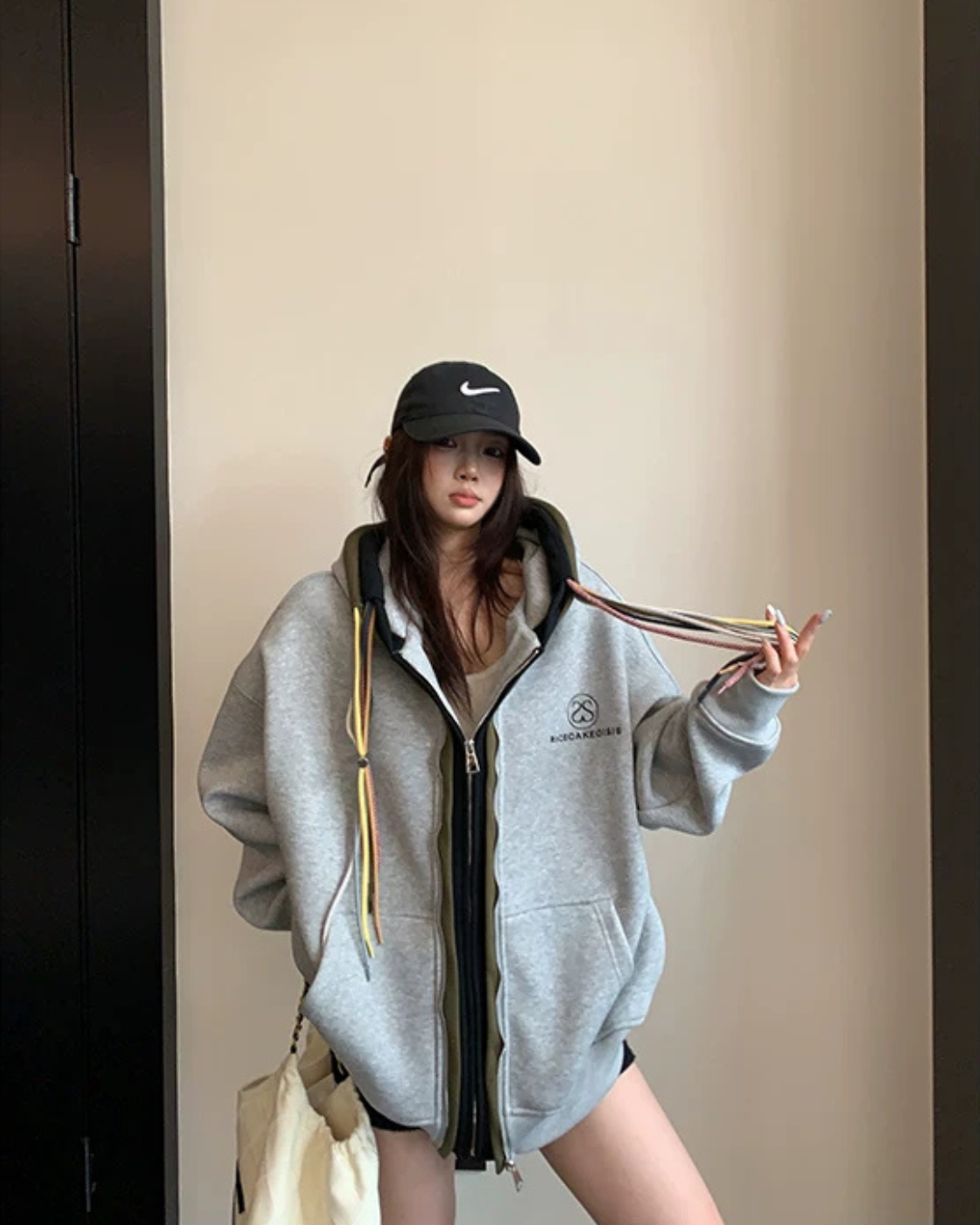 Colorful Drawcord Zip-Up Hoodie YLS1075