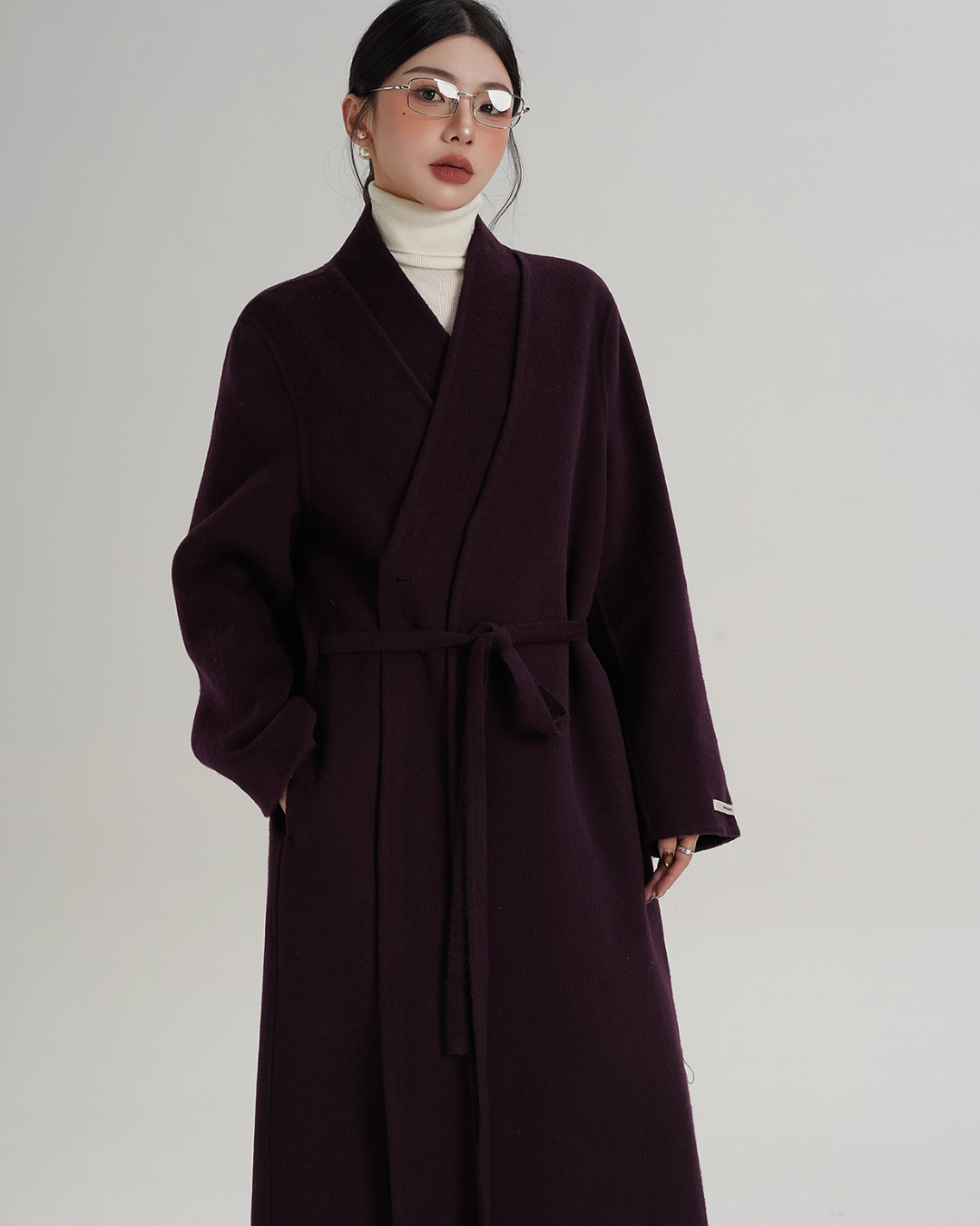 V-Neck Wool Long Coat SRS0387