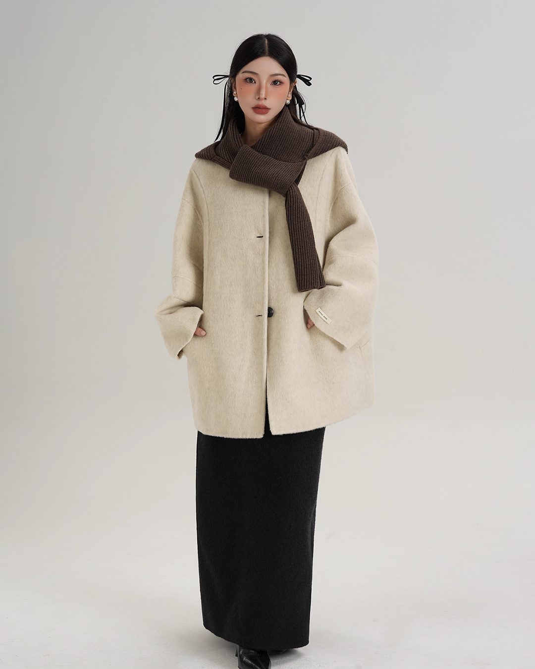 Scarf Design Wool Coat SRS0375