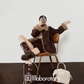 Faux Mouton Coat / Leopard Print Mini Skirt LLA0557
