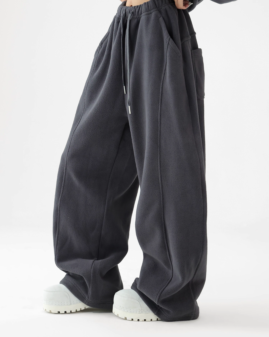 Half-Zip Stand Collar Fleece Top / Wide-Leg Sweatpants ACS0300